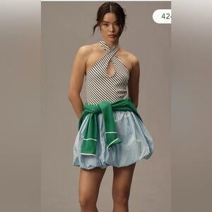 Anthropologie Maeve women’s Sz S, M Twist-Front Halter Top Striped black & white